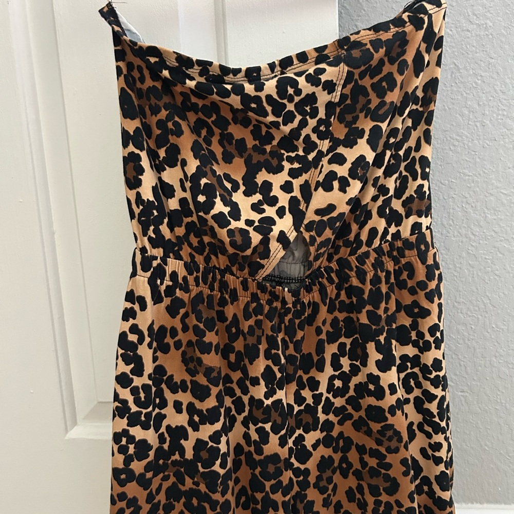 Leopard Print Strapless Romper